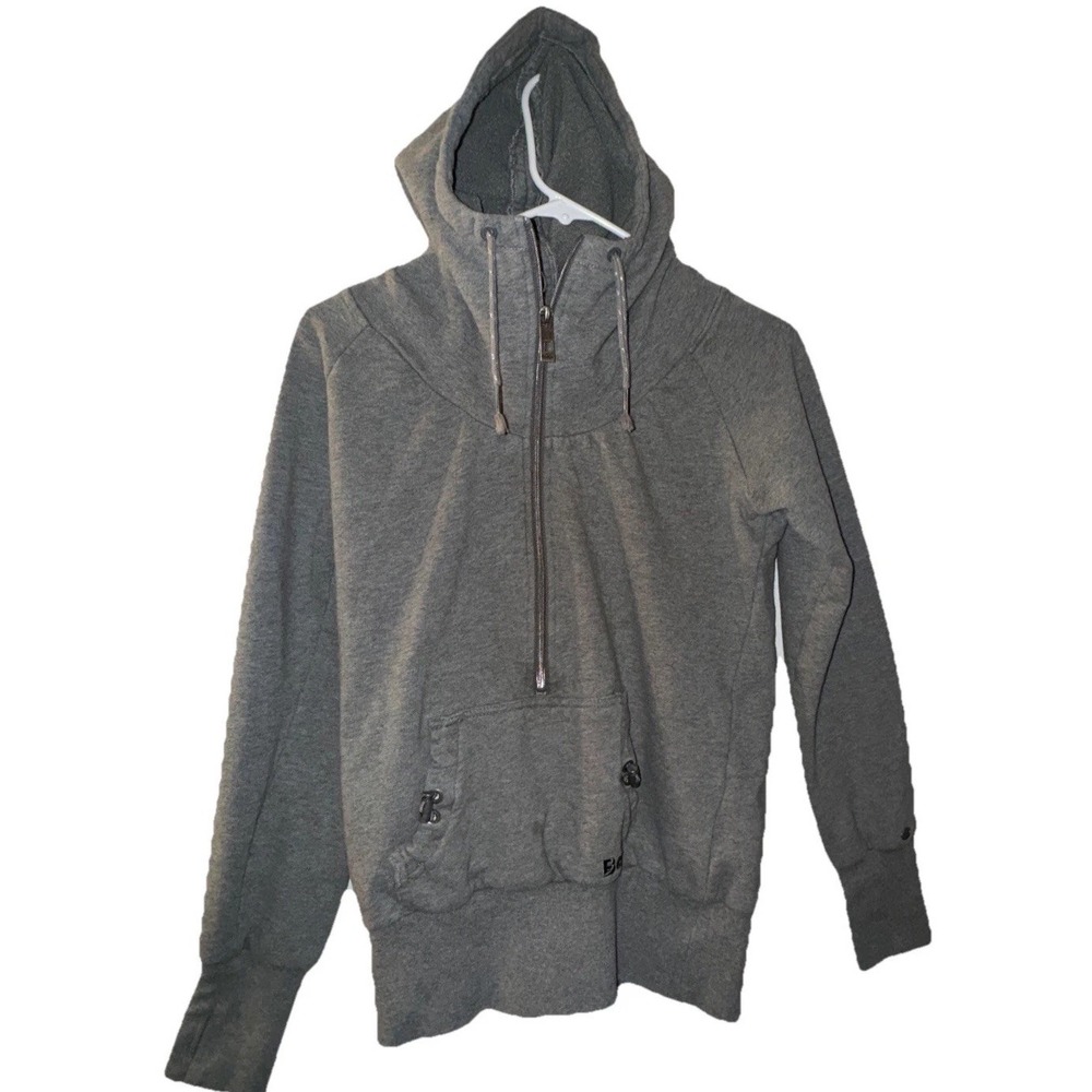 Bench Hoodie 3/4 Zip Kangaroo Pocket Fitness Gym Gray Women's Sz M Flaw